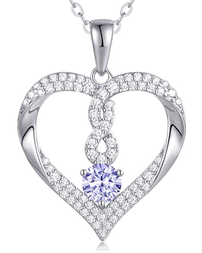 LOUISA SECRET Halskette Damen Silber 925 Zirkonia Geburtsstein Kette Schmuck Damen Geburtstags Geschenk für Sie Frau Freundin Mama Valentinstag Weihnachten Muttertags von LOUISA SECRET