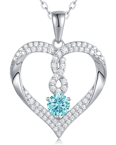 LOUISA SECRET Halskette Damen Silber 925 Zirkonia Geburtsstein Kette Schmuck Damen Geburtstags Geschenk für Sie Frau Freundin Mama Valentinstag Weihnachten Muttertags von LOUISA SECRET