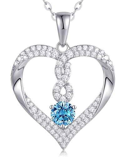 LOUISA SECRET Halskette Damen Silber 925 Zirkonia Geburtsstein Kette Schmuck Damen Geburtstags Geschenk für Sie Frau Freundin Mama Valentinstag Weihnachten Muttertags von LOUISA SECRET