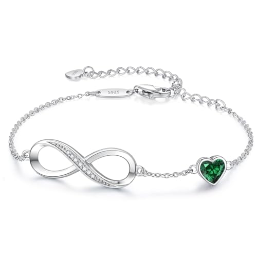 LOUISA SECRET Infinity Armband für Damen Silber 925 Schmuck Damen Armreif Verstellbar Armkette Geburtstags Muttertag Weihnachten ValentinstagGeschenk für Frauen Freundin Mama von LOUISA SECRET