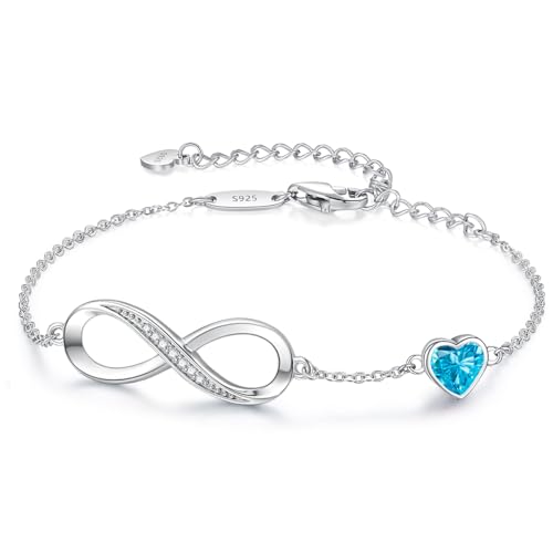 LOUISA SECRET Infinity Armband für Damen Silber 925 Schmuck Damen Armreif Verstellbar Armkette Geburtstags Muttertag Weihnachten ValentinstagGeschenk für Frauen Freundin Mama von LOUISA SECRET