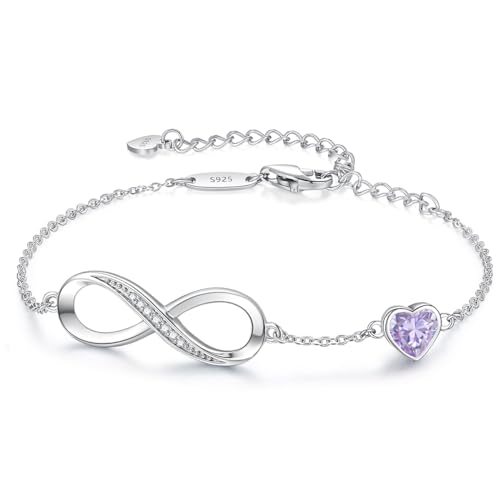 LOUISA SECRET Infinity Armband für Damen Silber 925 Schmuck Damen Armreif Verstellbar Armkette Geburtstags Muttertag Weihnachten ValentinstagGeschenk für Frauen Freundin Mama von LOUISA SECRET