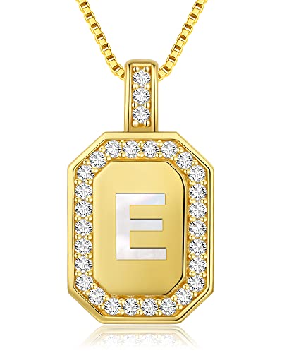 LOUISA SECRET Kette Damen 925 Sterling Silber gold 26 Alphabet Anhänger Halskette für Frauen Geburtstags Valentinstag Weihnachten Muttertag Schmuck Geschenke für Frauen Freundin Frau Mama Sie (E) von LOUISA SECRET