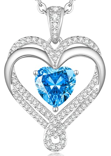 LOUISA SECRET Kette Damen Unendlichkeit Halskette Geburtsstein Infinity Halskette für Damen Valentinstag Weihnachten Muttertag Geburtstags Schmuck Geschenk für Frauen Mama Frau Freundin von LOUISA SECRET