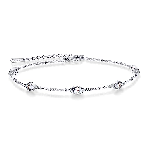 LOUISA SECRET Pferdeaugen Armband Damen 925 Sterling Silber Zirkonia Gold Armbänder Verstellbar Valentinstag Muttertag Geburtstags Weihnachten Geschenk für Sie Frauen Freundin mama von LOUISA SECRET