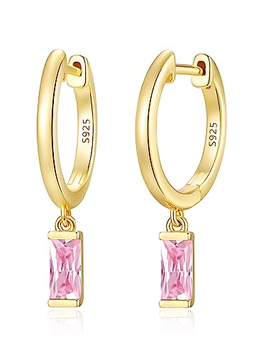 LOUISA SECRET Ohrringe Silber 925 Gold Ohrstecker für Damen Herren Mädchen, Ohrhänger mit Anhänger Zirkonia Ohrstecker Schmuck für Valentinstag muttertagGe Weihnachten burtstags Hochzeits Jubiläum von LOUISA SECRET