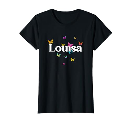 Louisa - Schöner Mädchen Name mit bunten Schmetterlingen T-Shirt Louisa - Schöner Mädchen Name mit bunten Schmetterlingen T-Shirt von LOUISA Tochter Enkel Geburtstag Geschenkideen