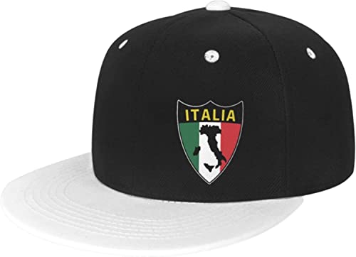 Italia-Flag-Shield-Love-Home-Italy- Baseball Cap Classic Snapback Hat Cap Hip Hop Style Flat Bill Verstellbar, Fotofarbe, One size von LOUJIN
