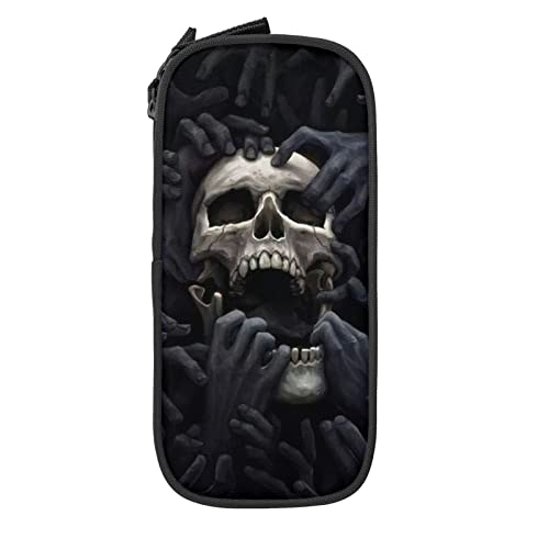 LOUJIN Abstrakte Terror Hand Dunkles Totenkopf Muster Federmäppchen Reißverschluss Stift Aufbewahrungsbox Tasche Große Organizer Box für Schule Büro Schwarz, farbe, 5.0cm*10.5cm*20.5cm, Federmäppchen von LOUJIN