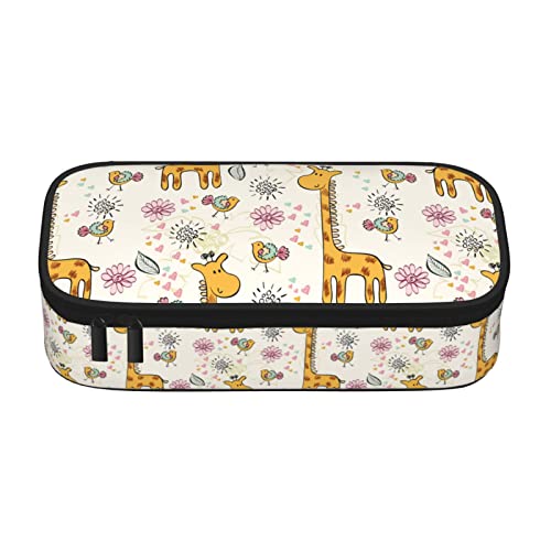 LOUJIN Federmäppchen große Kapazität für Mädchen Jungen Erwachsene Frauen Organizer Schule Giraffe Blume Vogel Druck Doppellagige Bleistiftbox Bleistift B, farbe, 5.0cm*10.5cm*20.5cm, Federmäppchen von LOUJIN