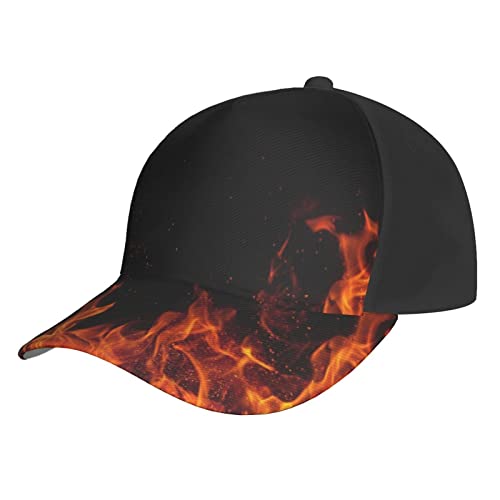 LOUJIN Flamme Schwarz Hintergrund Feuer Baseball Hut für Männer Frauen Hip Hop Caps Schwarz Snapback Hüte Papa Trucker Cap Flamme Schwarz Hintergrund Feuer, #979, M/Einheitsgröße von LOUJIN