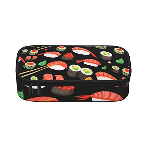 LOUJIN Japanisches Yummy Sushi Print Federmäppchen Große Kapazität Federmäppchen Tragbare Federtasche für Jungen Mädchen Erwachsene und Büro, farbe, 5.0cm*10.5cm*20.5cm, Federmäppchen von LOUJIN