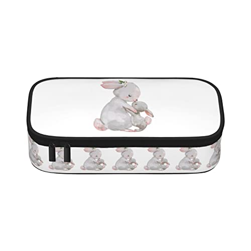 LOUJIN Kaninchen Mutter Küsse Hase Druck Federmäppchen Große Kapazität Federmäppchen Tragbare Federtasche für Jungen Mädchen Erwachsene und, farbe, 5.0cm*10.5cm*20.5cm, Federmäppchen von LOUJIN