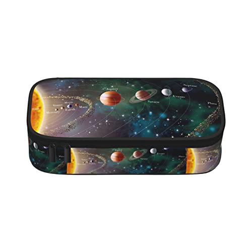 LOUJIN Sonnensystem Weltraum Planet Print Federmäppchen Große Kapazität Federmäppchen Tragbare Pencil Pouch für Jungen Mädchen Erwachsene und O, farbe, 5.0cm*10.5cm*20.5cm, Federmäppchen von LOUJIN