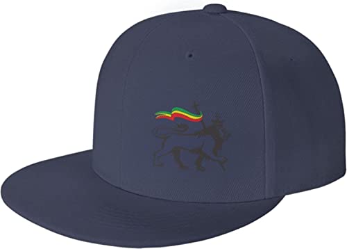 Rasta Lion of Judah Flat Brim Baseball Cap Herren Damen Verstellbare Mütze Schwarz, Fotofarbe, One size von LOUJIN