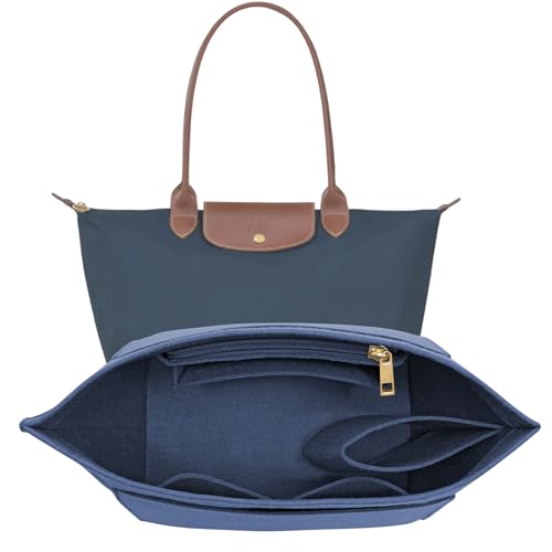 LOUKAYCCI Filz Geldbeutel Veranstalter Einsatz für Longchamp Le Pliage M Handtasche einfügen (DarkBLUE, Medium) von LOUKAYCCI