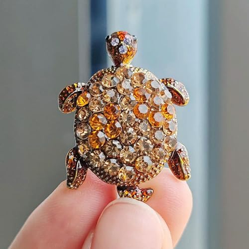 1 PC Vintage Strass Niedliche Cartoon Schildkröte Broschen Für Frauen Männer Kleidung Zubehör Brosche Pins Charms Party Schmuck von LOUKEKE