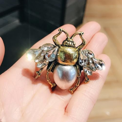 1 Stück 4 x 5,2 cm Retro-Bienen-Kristallperlen-Broschen für Damen und Herren, Party, Kleidung, Broschen, Pins, Zubehör von LOUKEKE