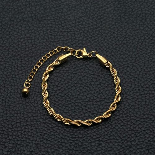 1 Stück 5 mm Gold, Schwarz, Silber, Edelstahl, gedrehtes Seilkettenarmband, Herren-Schmuck aus Titanstahl, Länge 18 cm + 5 cm von LOUKEKE