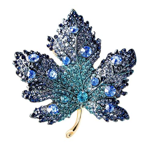 1 Stück Strass Blau Ahorn Brosche Dame Schöne Elegante Hochzeit Party Pin Modeschmuck von LOUKEKE
