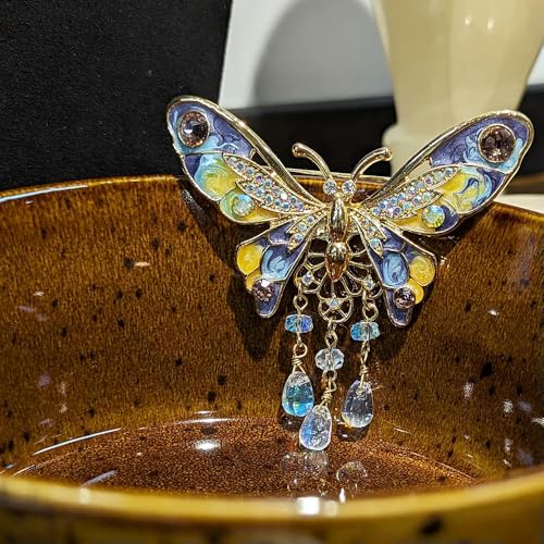 1 Stück Vintage Classic Dazzle Crystal Emaille Brosche Abzeichen für Frauen Männer Mittleren Retro Elegante Exquisite Fee Pin Zubehör von LOUKEKE