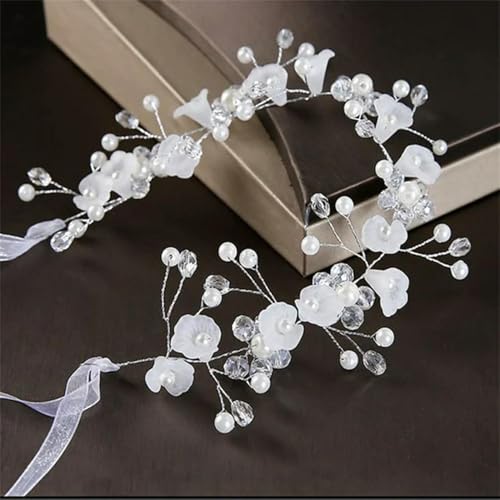 2 Stück Braut Brautjungfer Kranz Krone Festival Stirnband Frauen Haarschmuck Kopfschmuck Mädchen Blumengirlande Hochzeit Blumenkopfbedeckung von LOUKEKE