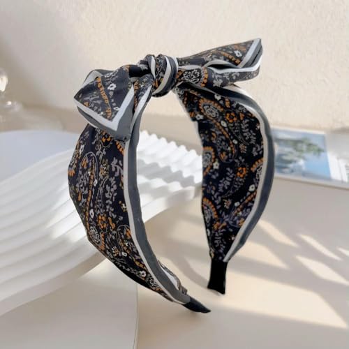 2 Stück Retro Bohemian Bandanna Schleife Stirnband für Frauen Floral Wide Hoop Turban Haarband Styling Zubehör von LOUKEKE