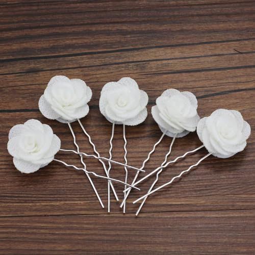 5 STÜCKE Handgemachte Rosa Weiße Rose Blume Hochzeit Haarnadel Und Clip Brautjungfer Frauen Haarnadeln Für Braut Haarschmuck von LOUKEKE
