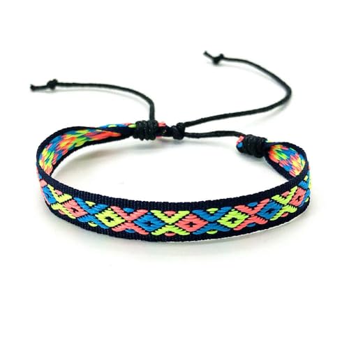 LOUKEKE 1 Paar Böhmen Boho Ethnic Woven Multicolor Männer Armbänder & Armreifen Für Frauen Handgemachte Seil Freundschaft Blume Armband von LOUKEKE