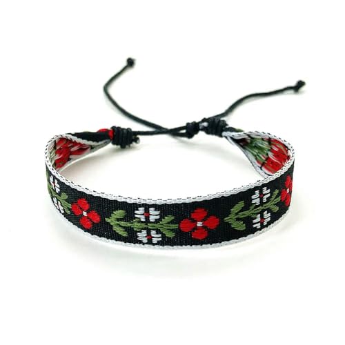 LOUKEKE 1 Paar Böhmen Boho Ethnic Woven Multicolor Männer Armbänder & Armreifen Für Frauen Handgemachte Seil Freundschaft Blume Armband von LOUKEKE