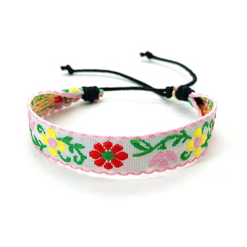 LOUKEKE 1 Paar Böhmen Boho Ethnic Woven Multicolor Männer Armbänder & Armreifen Für Frauen Handgemachte Seil Freundschaft Blume Armband von LOUKEKE