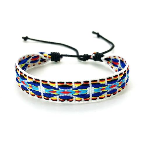 LOUKEKE 1 Paar Böhmen Boho Ethnic Woven Multicolor Männer Armbänder & Armreifen Für Frauen Handgemachte Seil Freundschaft Blume Armband von LOUKEKE
