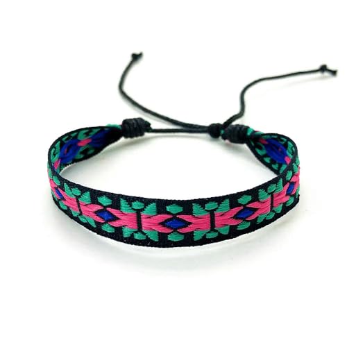 LOUKEKE 1 Paar Böhmen Boho Ethnic Woven Multicolor Männer Armbänder & Armreifen Für Frauen Handgemachte Seil Freundschaft Blume Armband von LOUKEKE