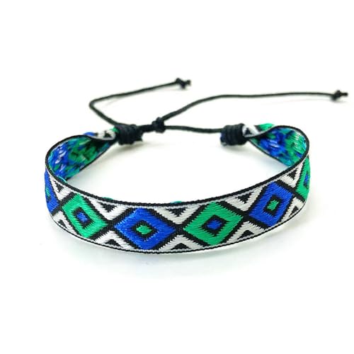 LOUKEKE 1 Paar Böhmen Boho Ethnic Woven Multicolor Männer Armbänder & Armreifen Für Frauen Handgemachte Seil Freundschaft Blume Armband von LOUKEKE
