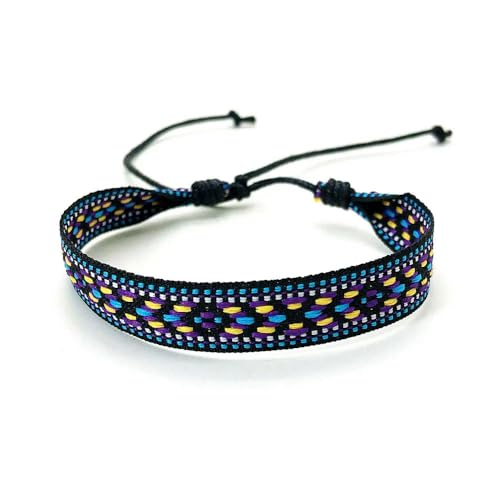 LOUKEKE 1 Paar Böhmen Boho Ethnic Woven Multicolor Männer Armbänder & Armreifen Für Frauen Handgemachte Seil Freundschaft Blume Armband von LOUKEKE