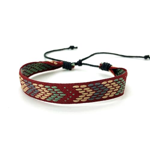 LOUKEKE 1 Paar Böhmen Boho Ethnic Woven Multicolor Männer Armbänder & Armreifen Für Frauen Handgemachte Seil Freundschaft Blume Armband von LOUKEKE