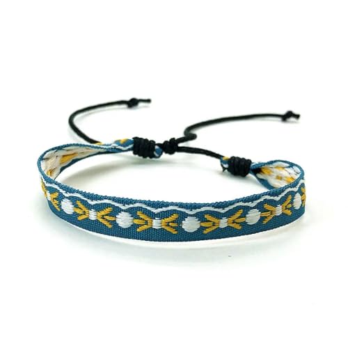 LOUKEKE 1 Paar Böhmen Boho Ethnic Woven Multicolor Männer Armbänder & Armreifen Für Frauen Handgemachte Seil Freundschaft Blume Armband von LOUKEKE
