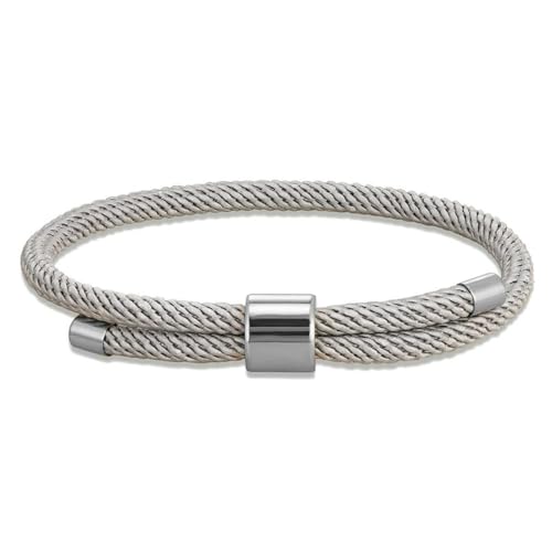 LOUKEKE 1 Paar Minimalistisches Armband aus Edelstahl für Männer und Frauen, verstellbares Seil, Paararmbänder, Sommer- und Strandschmuck von LOUKEKE