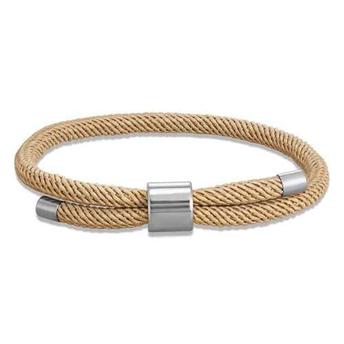 LOUKEKE 1 Paar Minimalistisches Armband aus Edelstahl für Männer und Frauen, verstellbares Seil, Paararmbänder, Sommer- und Strandschmuck von LOUKEKE