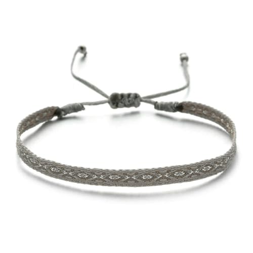 LOUKEKE 1 Stück Boho Buntes gewebtes Seil-Schnur-Armband Handgefertigtes schickes Gurtband Freundschaftsarmbänder Verstellbare Wickelperlenarmbänder Vintage von LOUKEKE