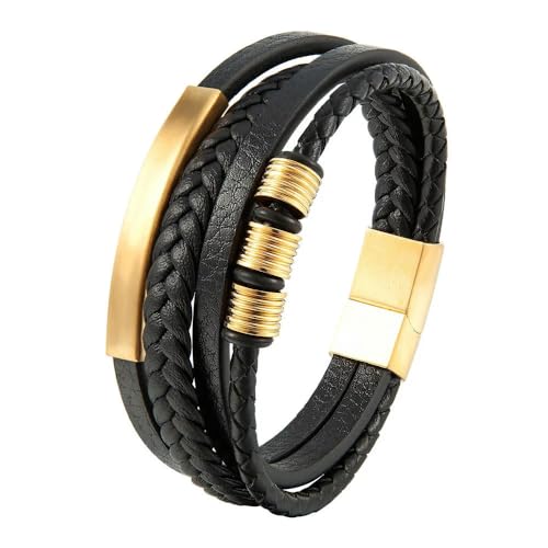 LOUKEKE 1 Stück Edelstahl-Magnetschnalle Echtleder-Charm-Flechtseil-Armband für Männer und Frauen von LOUKEKE