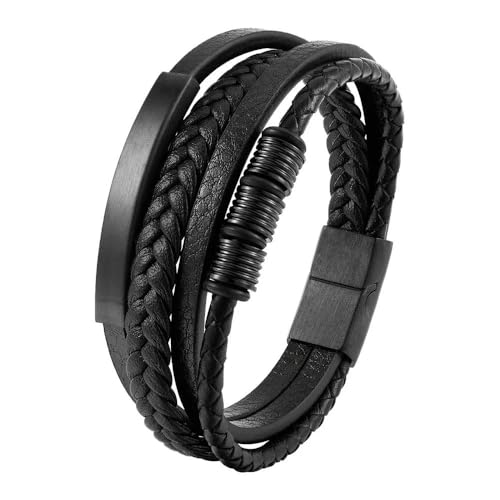 LOUKEKE 1 Stück Edelstahl-Magnetschnalle Echtleder-Charm-Flechtseilarmband für Männer und Frauen von LOUKEKE