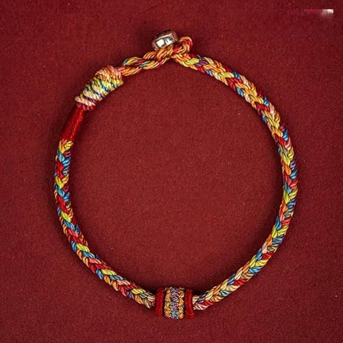LOUKEKE 1 Stück Handgewebtes Armband, bunte Faden-Charm-Seil-Armreifen für Frauen und Männer, Knoten, rote Faden-Armbänder 14 cm von LOUKEKE