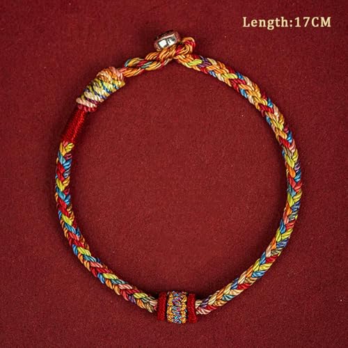 LOUKEKE 1 Stück Handgewebtes Armband, bunte Faden-Charm-Seil-Armreifen für Frauen und Männer, Knoten, rote Faden-Armbänder 14 cm von LOUKEKE