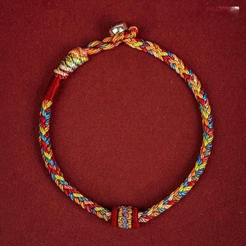 LOUKEKE 1 Stück Handgewebtes Armband, bunte Faden-Charm-Seil-Armreifen für Frauen und Männer, Knoten, rote Faden-Armbänder 14 cm von LOUKEKE