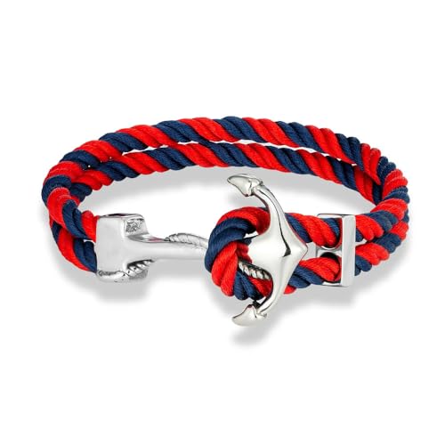 LOUKEKE 1 Stück Marine Anker Armbänder Männer Frauen Doppelstrang Multicolor Nautische Seil Armband Edelstahl Bootshaken von LOUKEKE