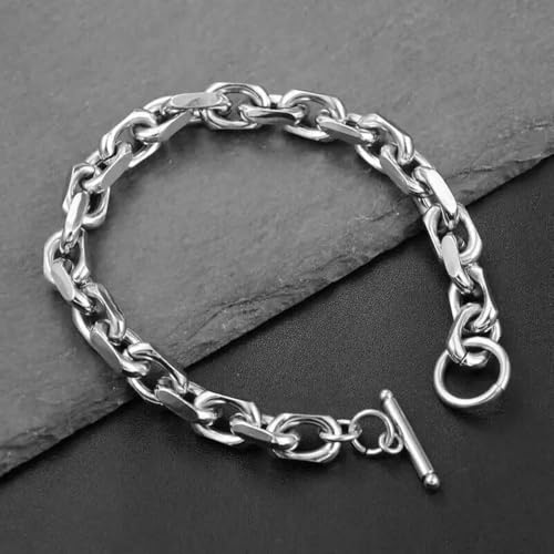 LOUKEKE 2 Stück/Set 8 MM Herren O-Kette Armband 316L Edelstahl Schmuck Einfache Mode Hip Hop Punk Stil Armreif von LOUKEKE