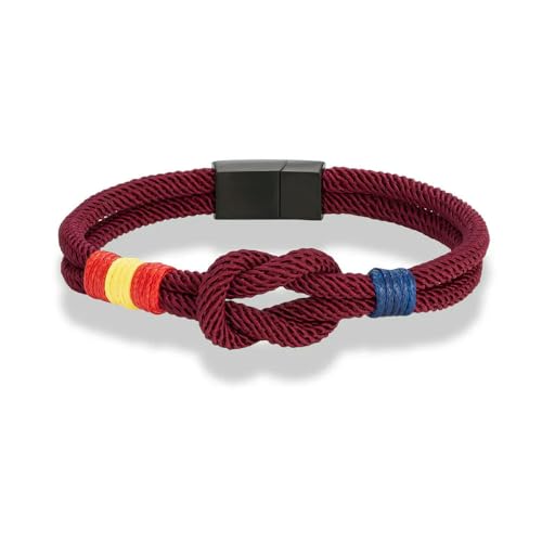 LOUKEKE 2 Stück Armband mit spanischer Flagge und nautischem Seil, Edelstahl, Magnetschnalle 19 cm/21 cm/23 cm von LOUKEKE