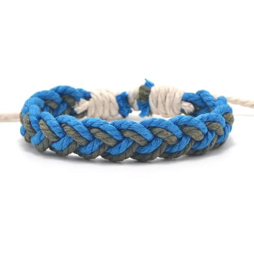 LOUKEKE 3 Stück/Set Klassisches handgefertigtes Armband Sommer Strand Zopfschnur Baumwollwickel Gewebtes Seil Freundschaftsarmbänder für Frauen Männer von LOUKEKE