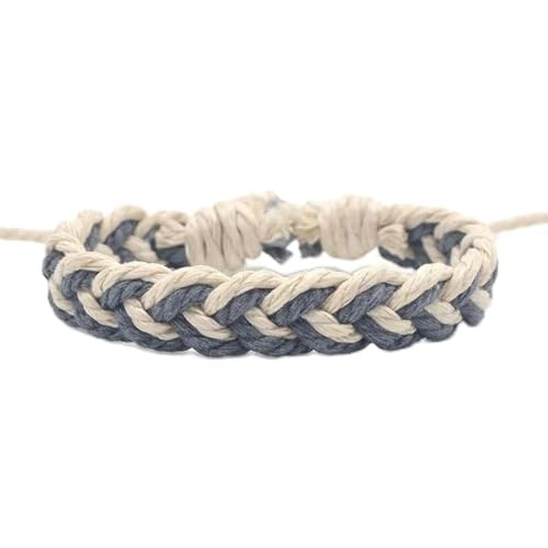 LOUKEKE 3 Stück/Set Klassisches handgefertigtes Armband Sommer Strand Zopfschnur Baumwollwickel Gewebtes Seil Freundschaftsarmbänder für Frauen Männer von LOUKEKE